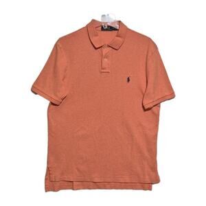 Polo Ralph Lauren Men Polo Shirt Orange Navy Pony Short Sleeve Large Preppy